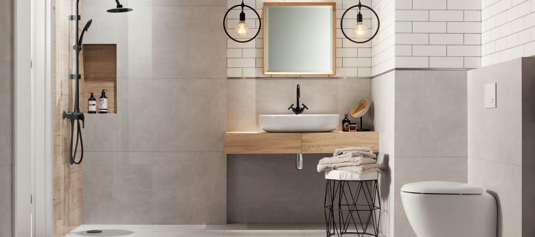 Płytki o wzorze betonu — industrialny styl w Twoim domu